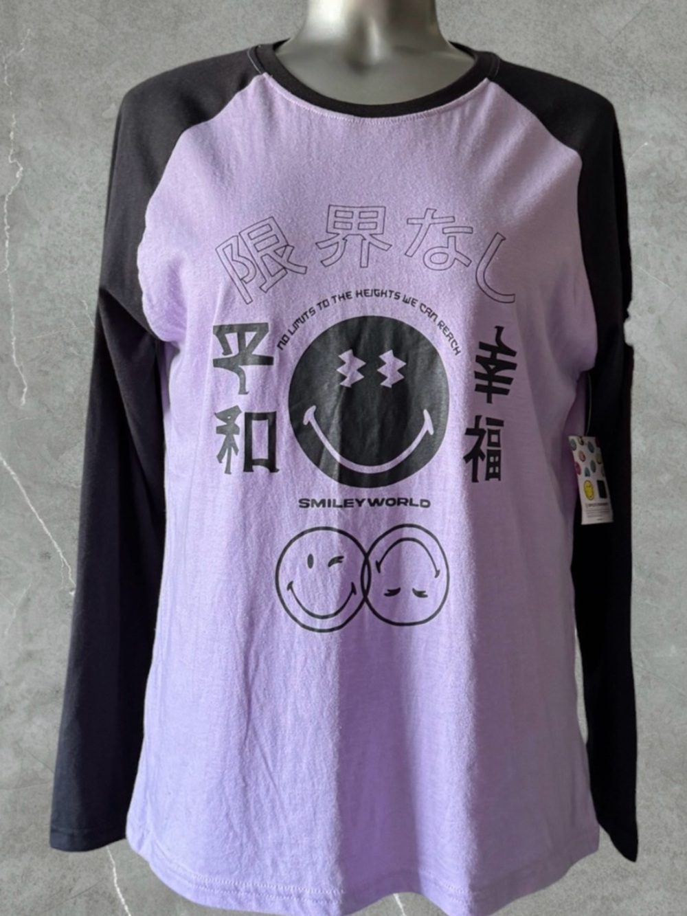 2 for $30 🆕 SmileyWorld Lavender and Black Long-Sleeve Tee